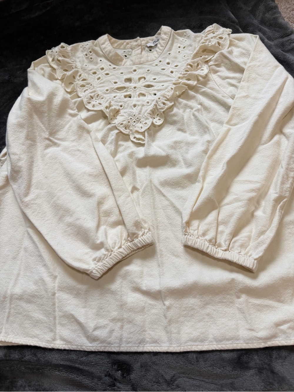 Madewell Cream Eyelet Ruffle Yoke Blouse